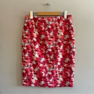 Ricki’s Red & White Watercolor Poppy Pencil Skirt - Size 6 Like New